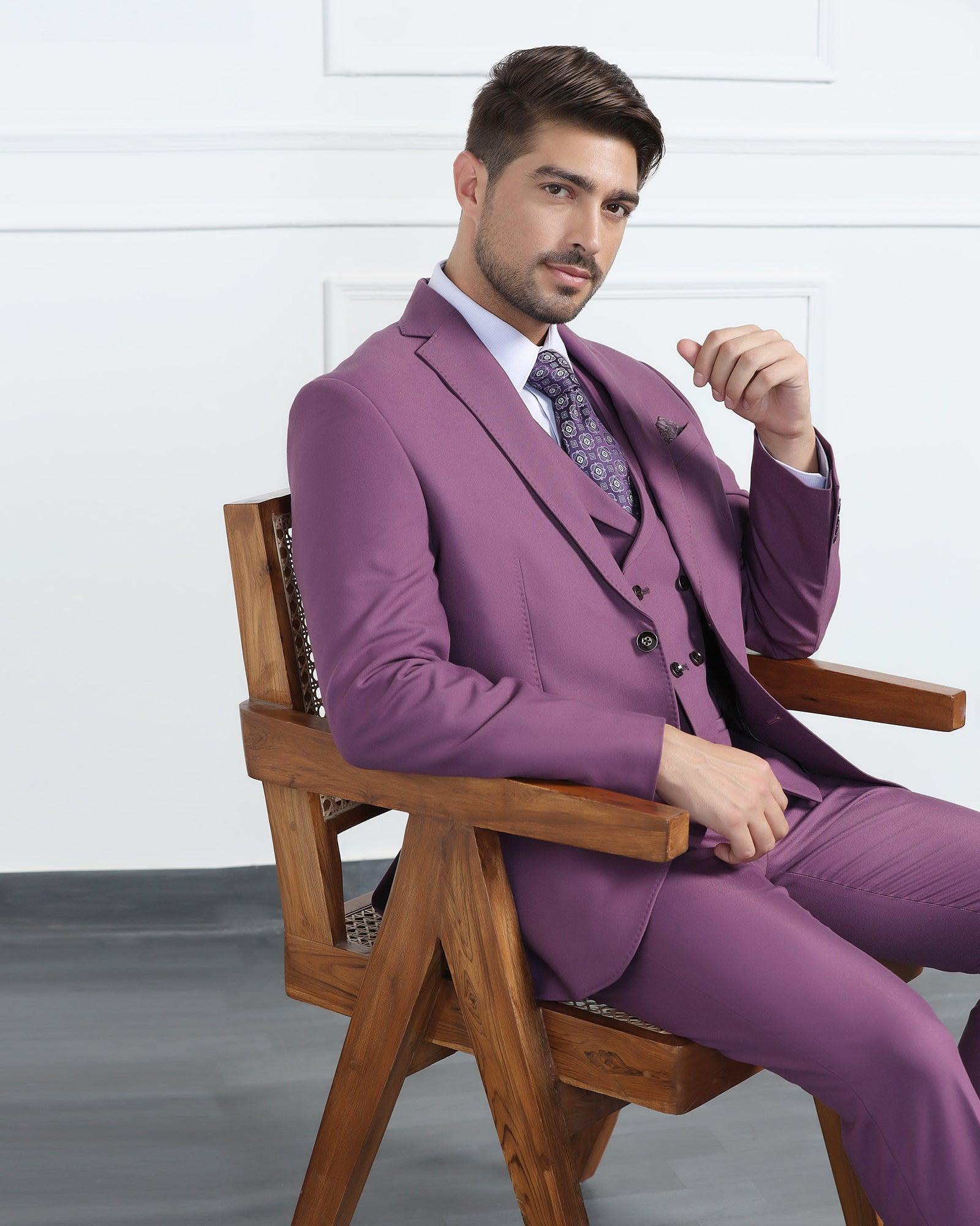 Three Piece Mauve Solid Formal Suit - Randle - Image 10