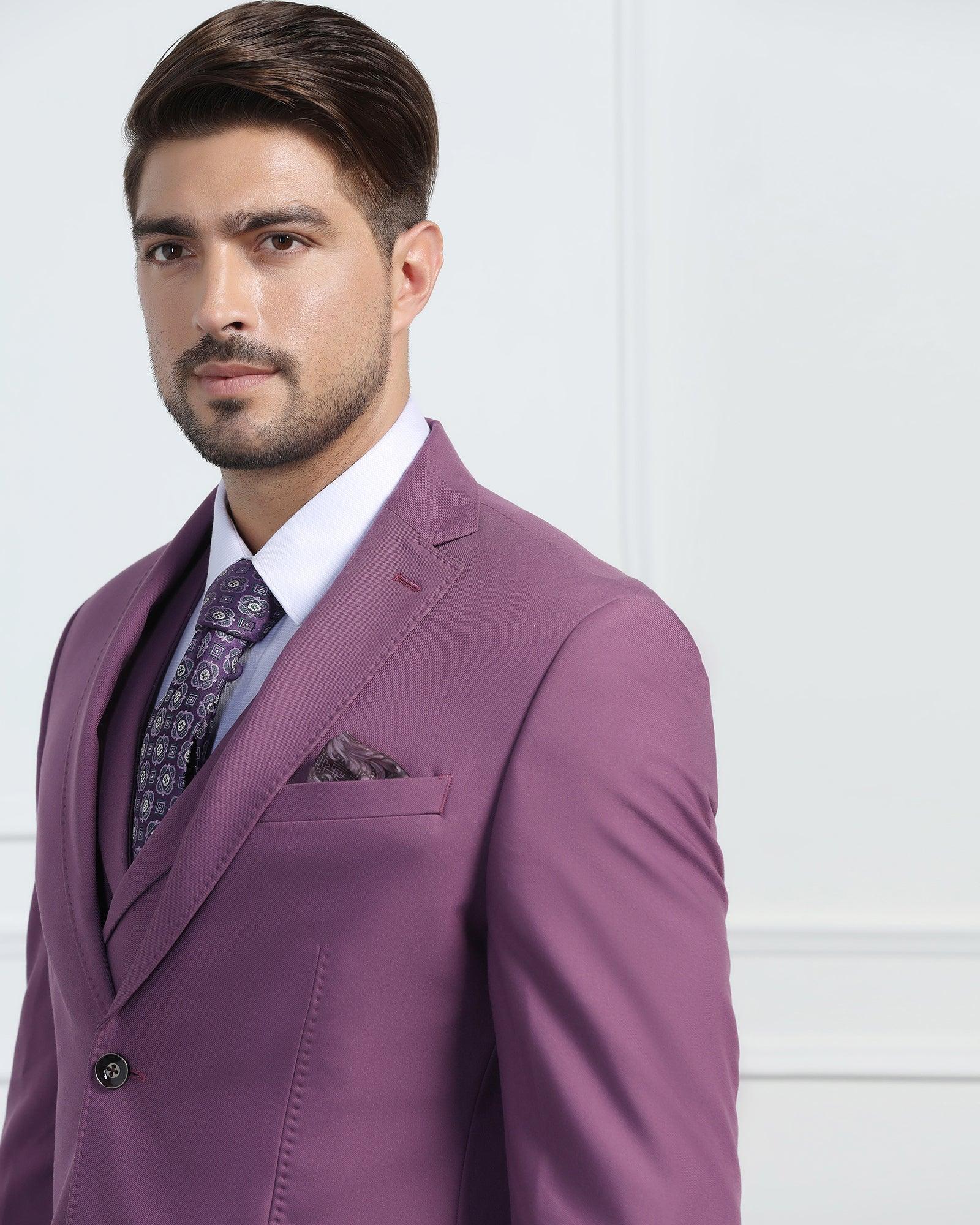 Three Piece Mauve Solid Formal Suit - Randle - Image 4