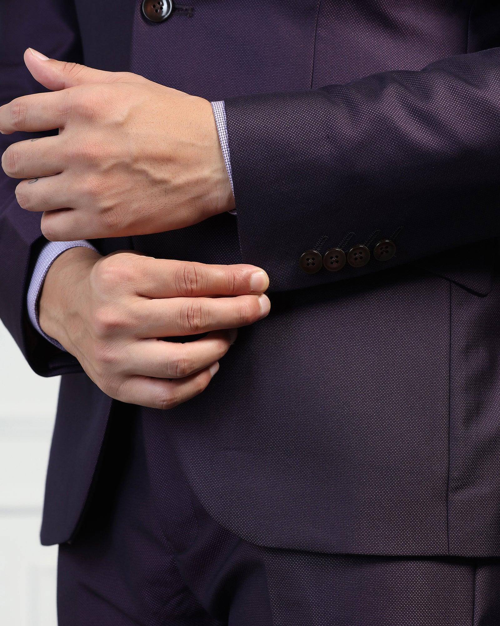 Three Piece Purple Textured Formal Suit - Norman - Image 5