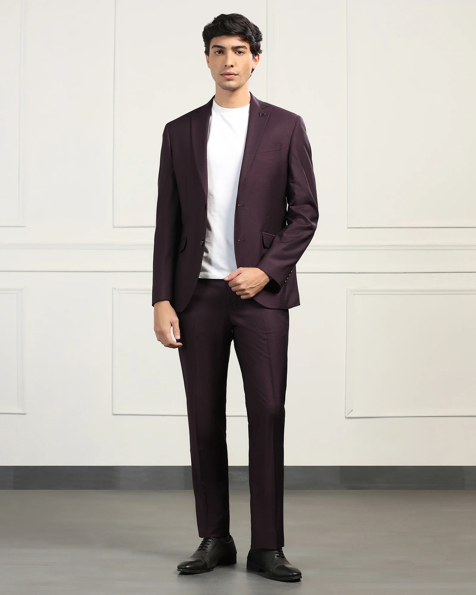 Three Piece Wine Textured Formal Suit - Inigo - Image 10