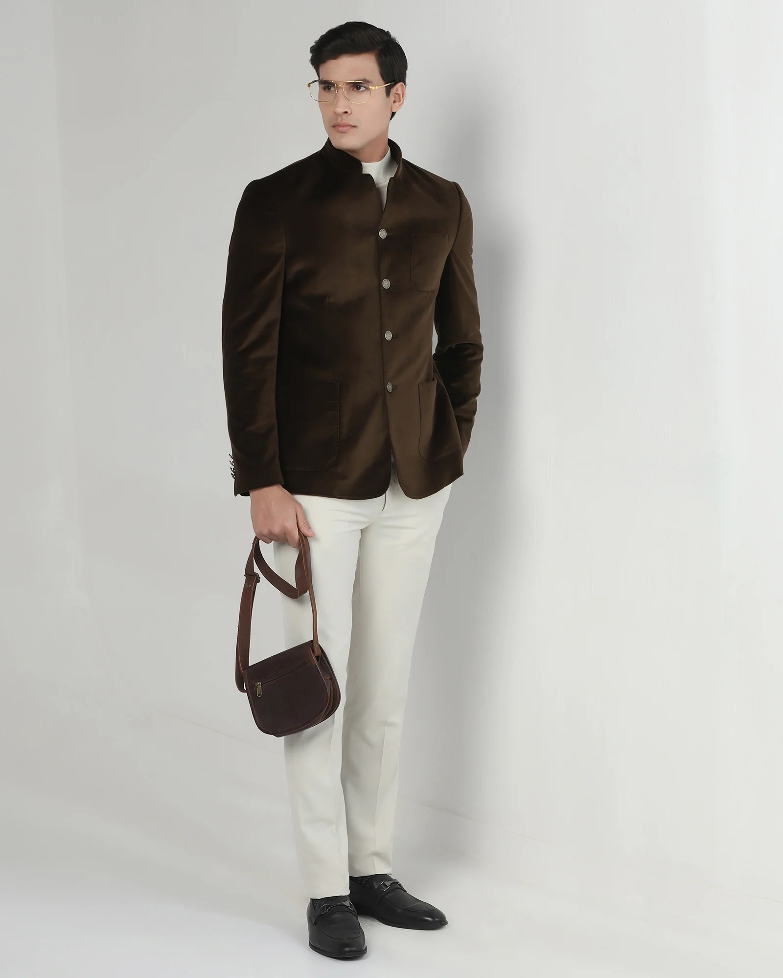 Tobacco Brown Solid Bandhgala - Malibu - Image 6