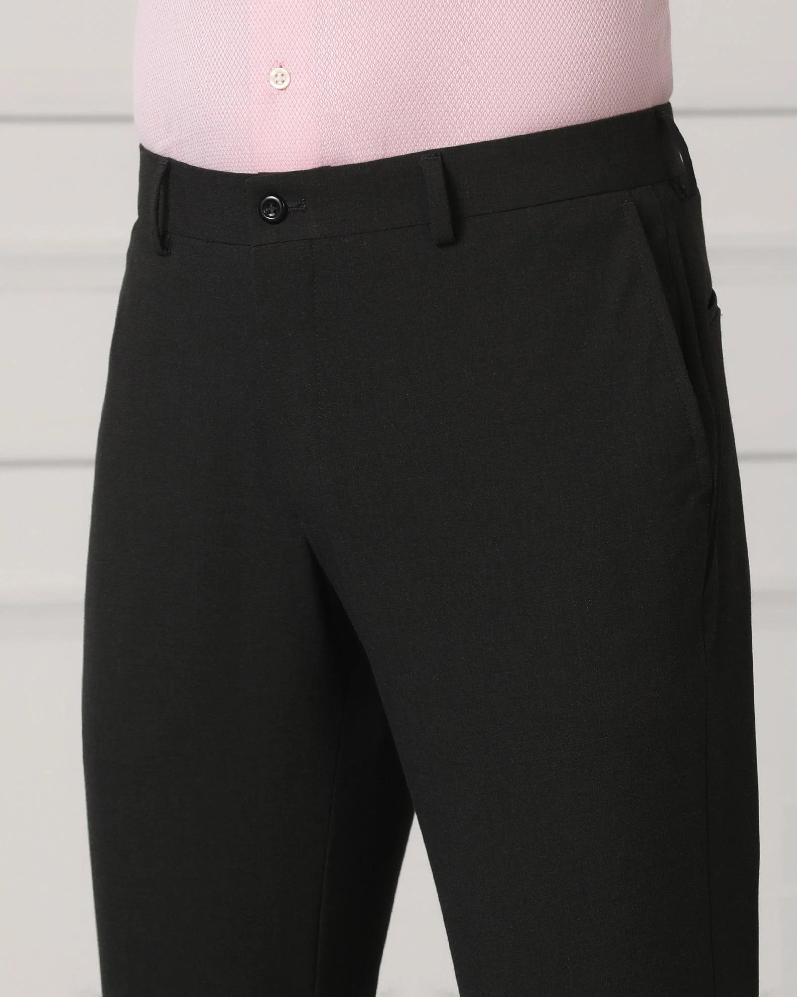 Must Haves Slim Fit B-91 Formal Charcoal Solid Trouser - Travis - Image 4