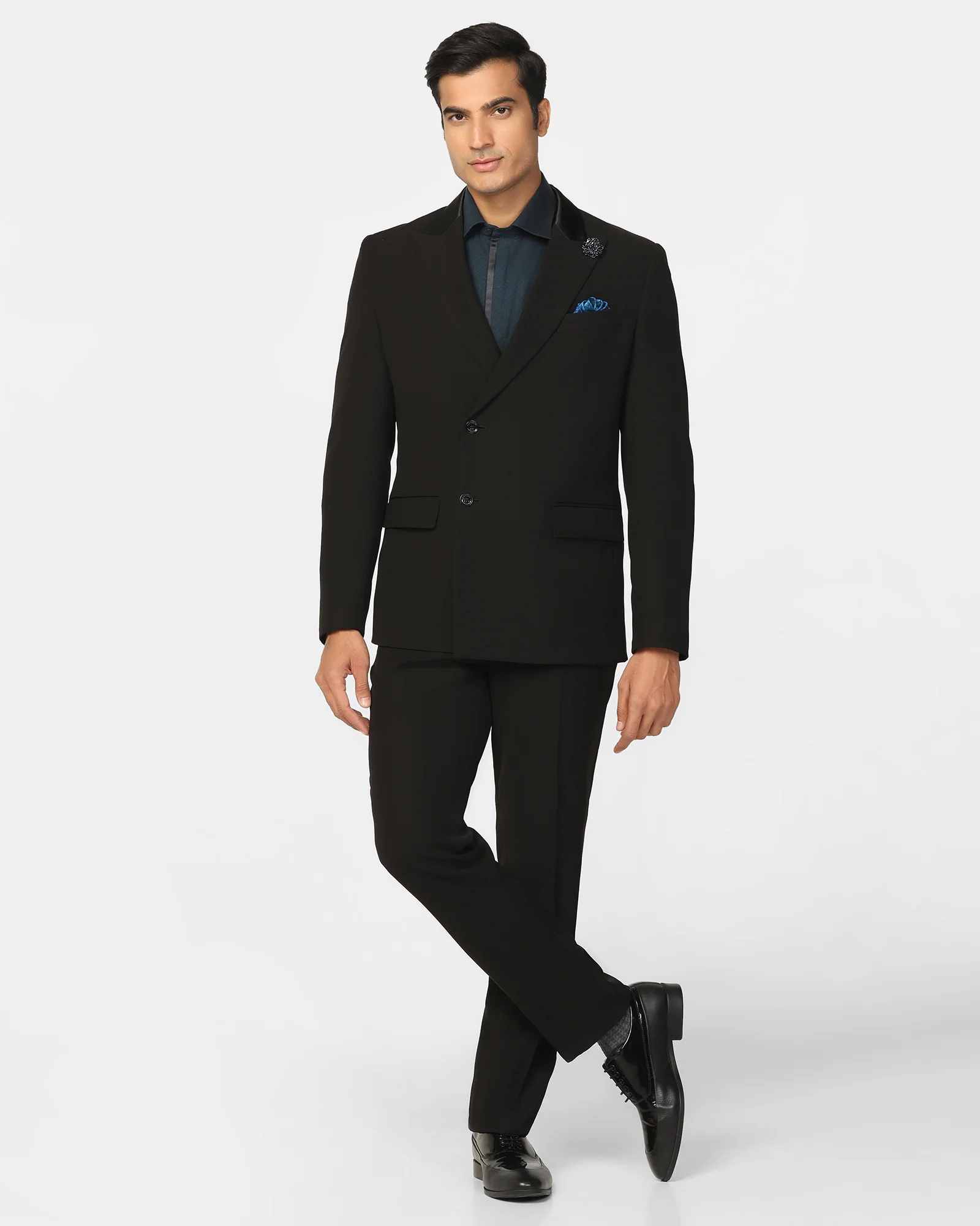 Two Piece Black Solid Formal Suit - Rizer