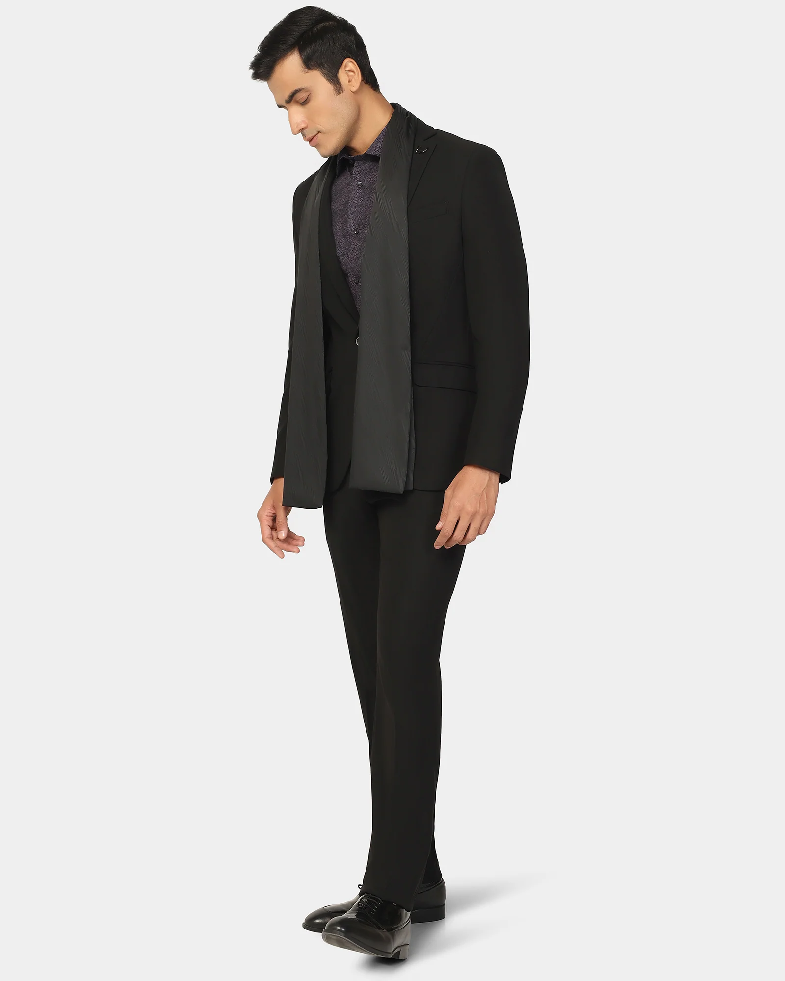 Two Piece Black Solid Formal Suit - Rostov - Image 8