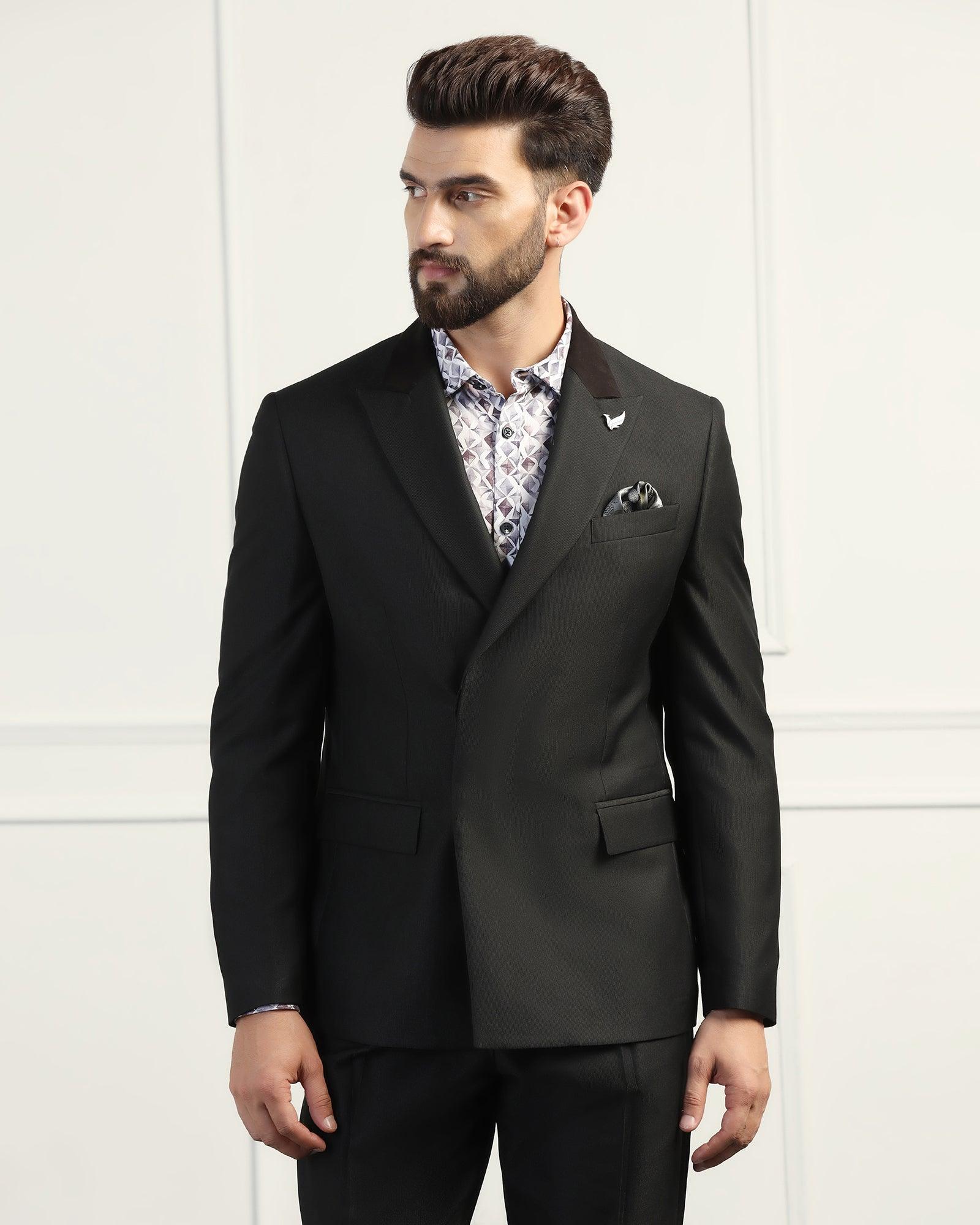 Two Piece Black Textured Formal Suit - Trizer - Image 10