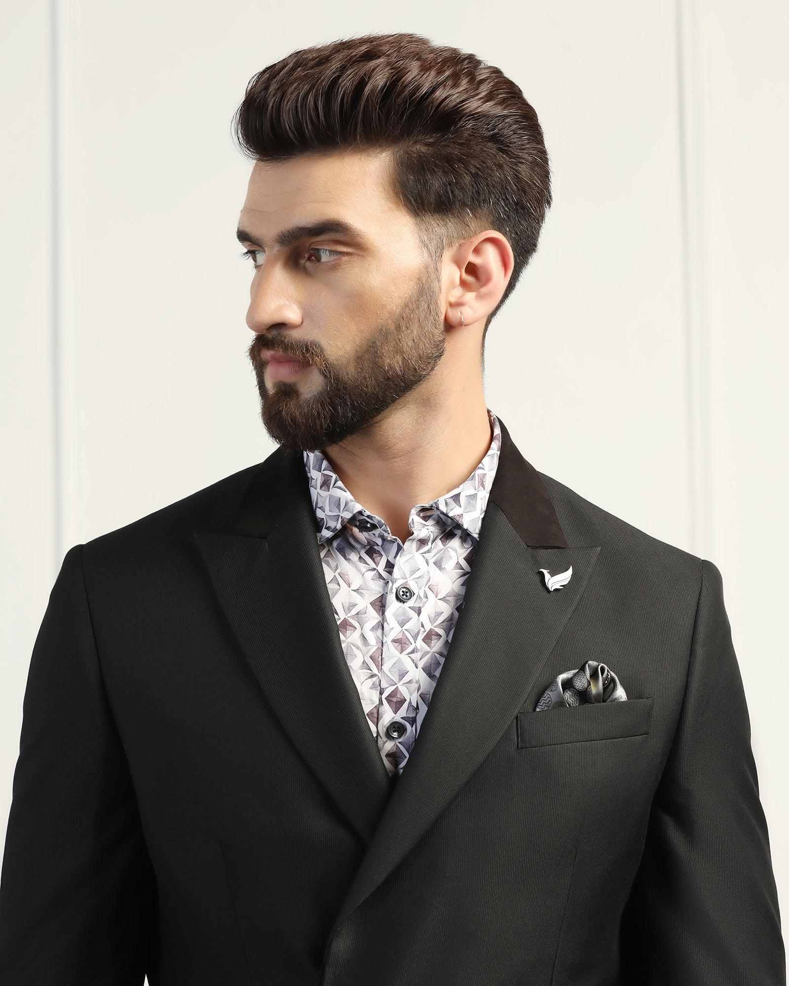 Two Piece Black Textured Formal Suit - Trizer - Image 8