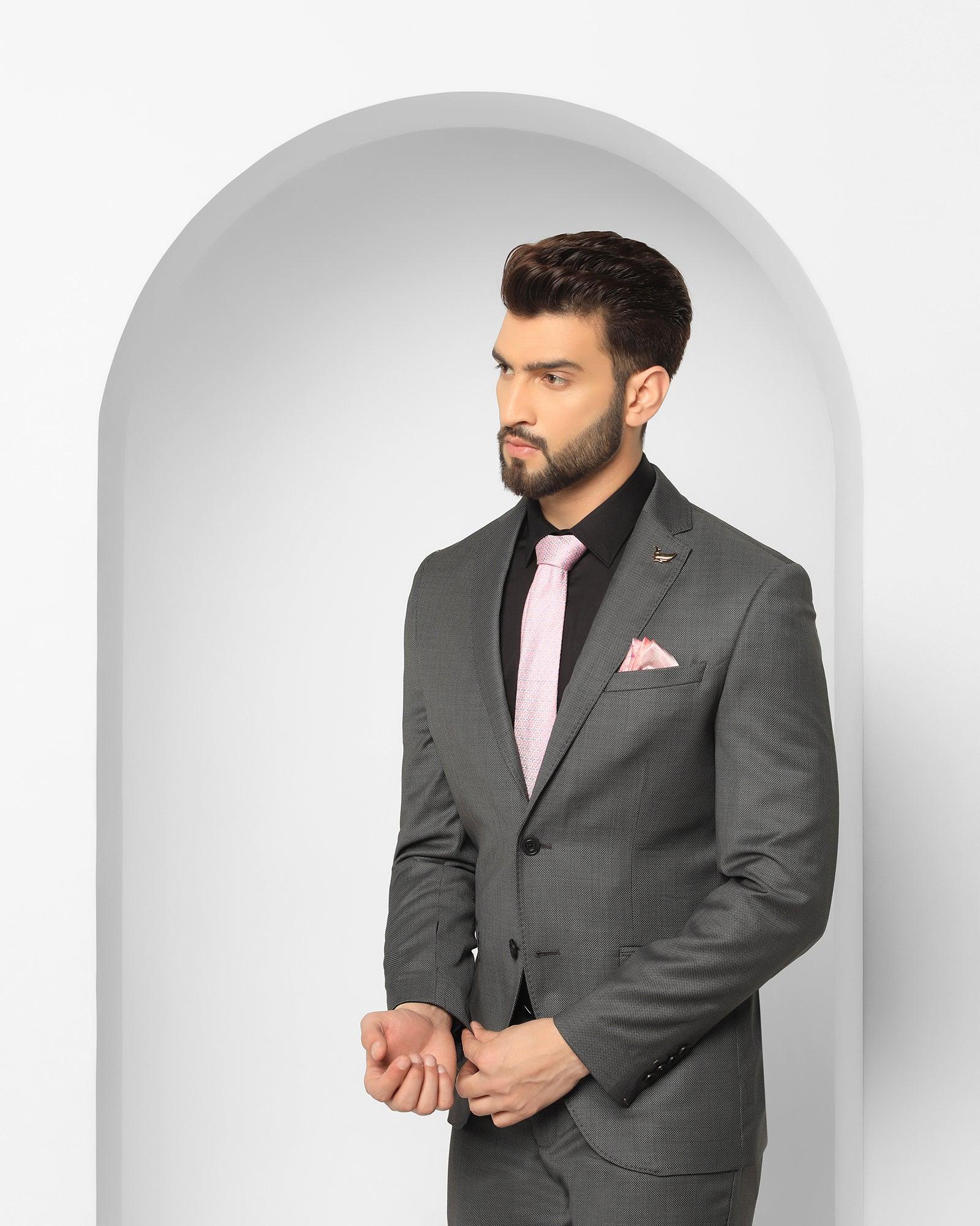 Luxe Two Piece Charcoal Textured Formal Suit - Cassius - Image 5