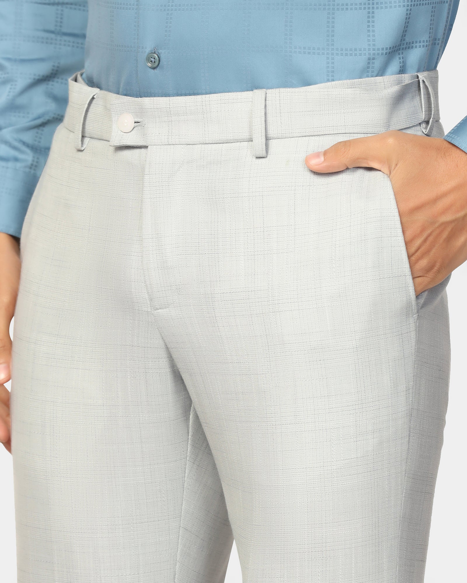 Two Piece Light Grey Check Formal Suit - Enrico - Image 10