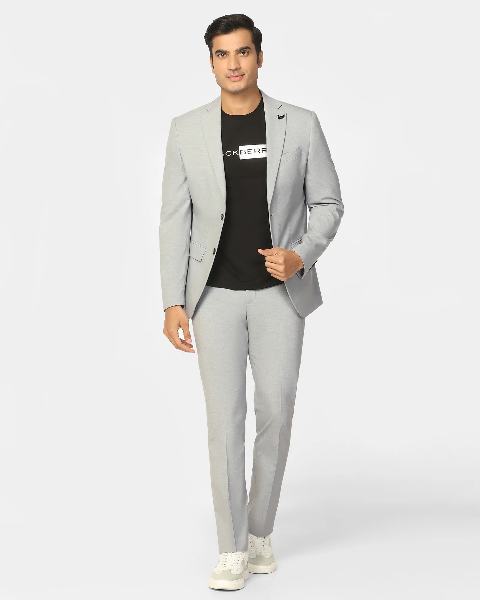 Two Piece Light Grey Textured Formal Suit - Dave - Image 6