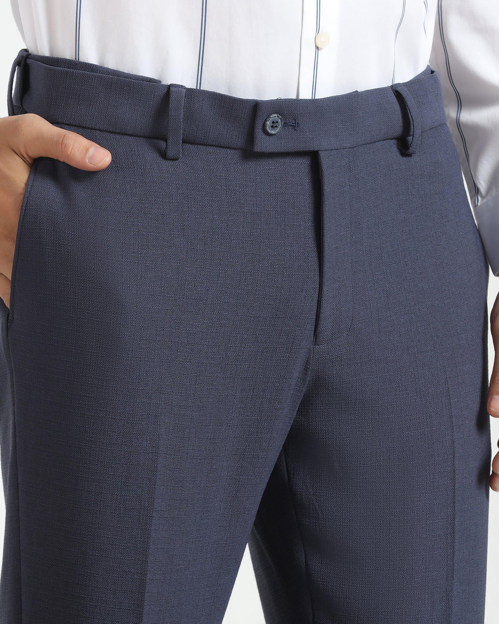 Two Piece Navy Textured Formal Suit - Trevin - Image 5