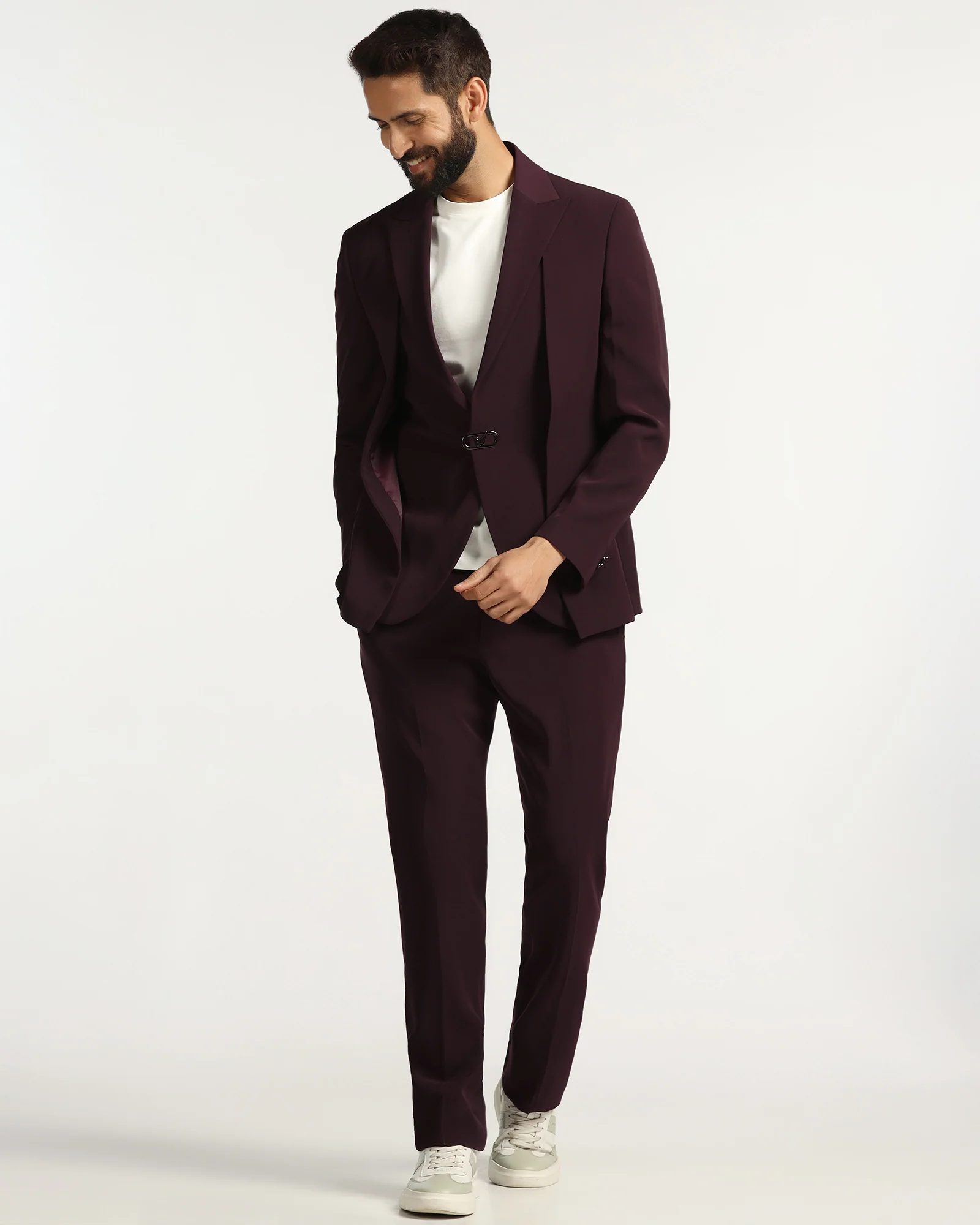 Two Piece Wine Solid Formal Suit - Rhine - Image 7