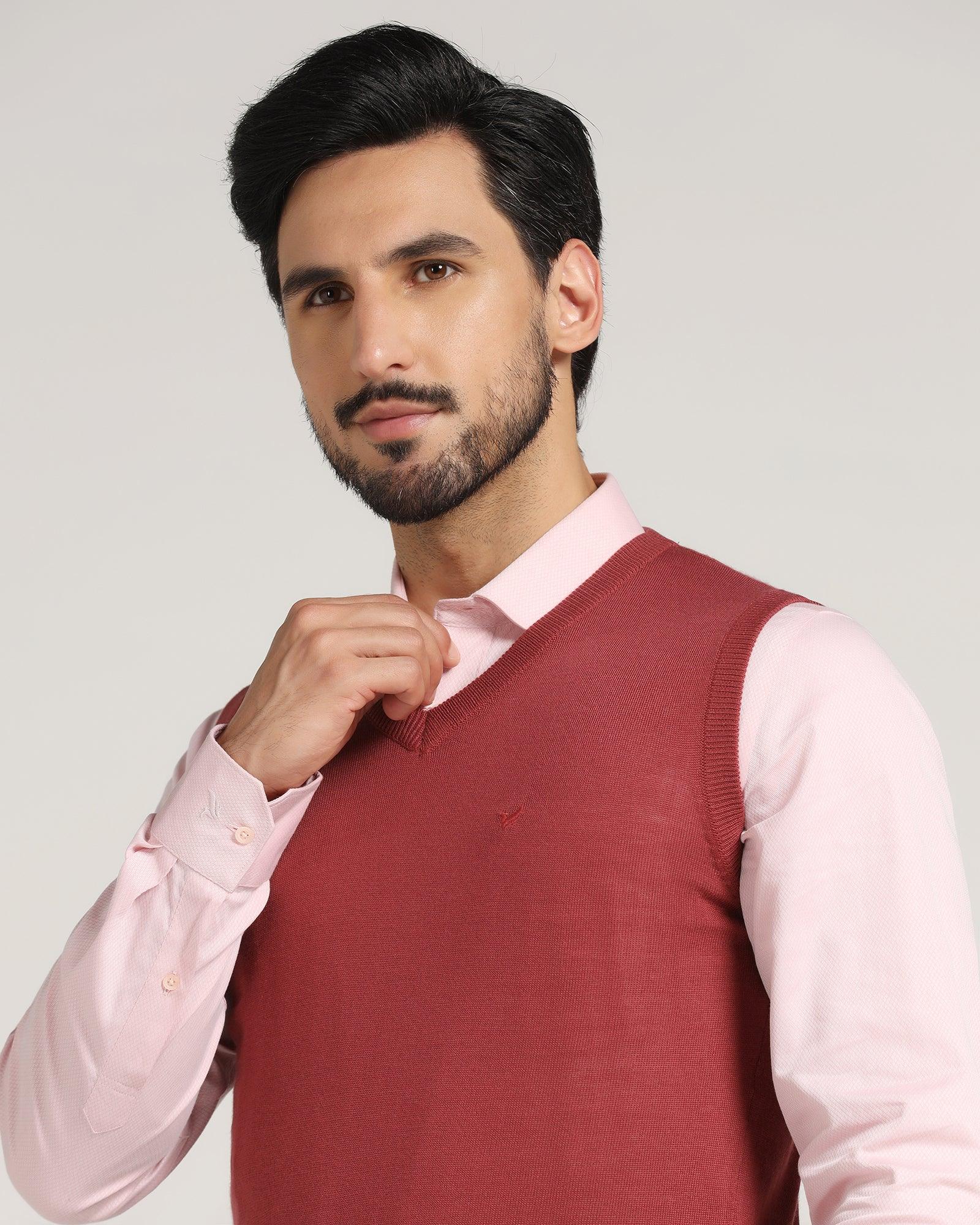 V-Neck Rose Quartz Solid Sweater - Aime - Image 4