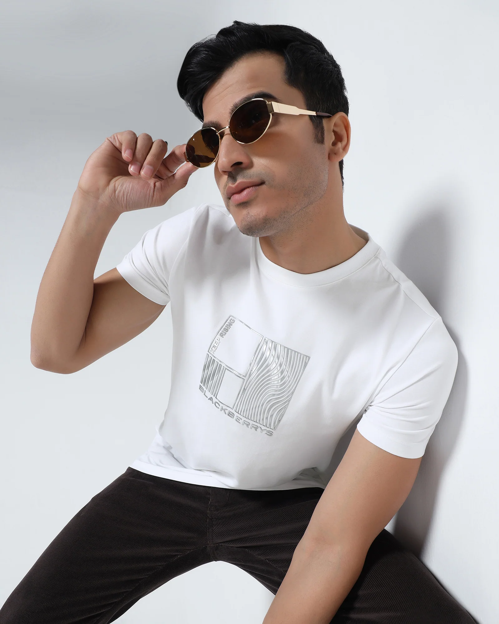White Crew Neck Printed T-Shirt - Sybill - Image 7