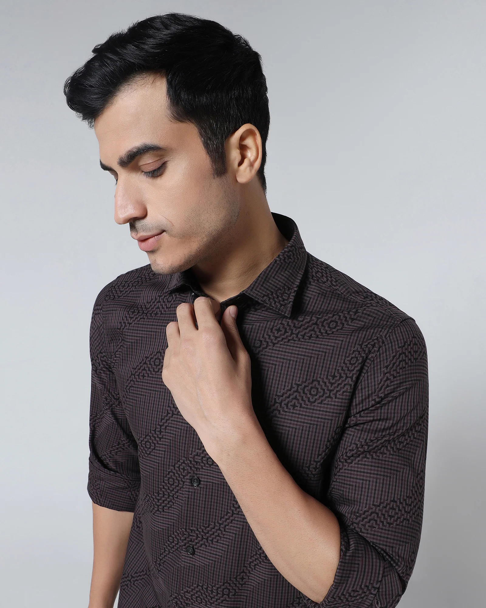 Wine Jacquard Shirt - Neol - Image 4