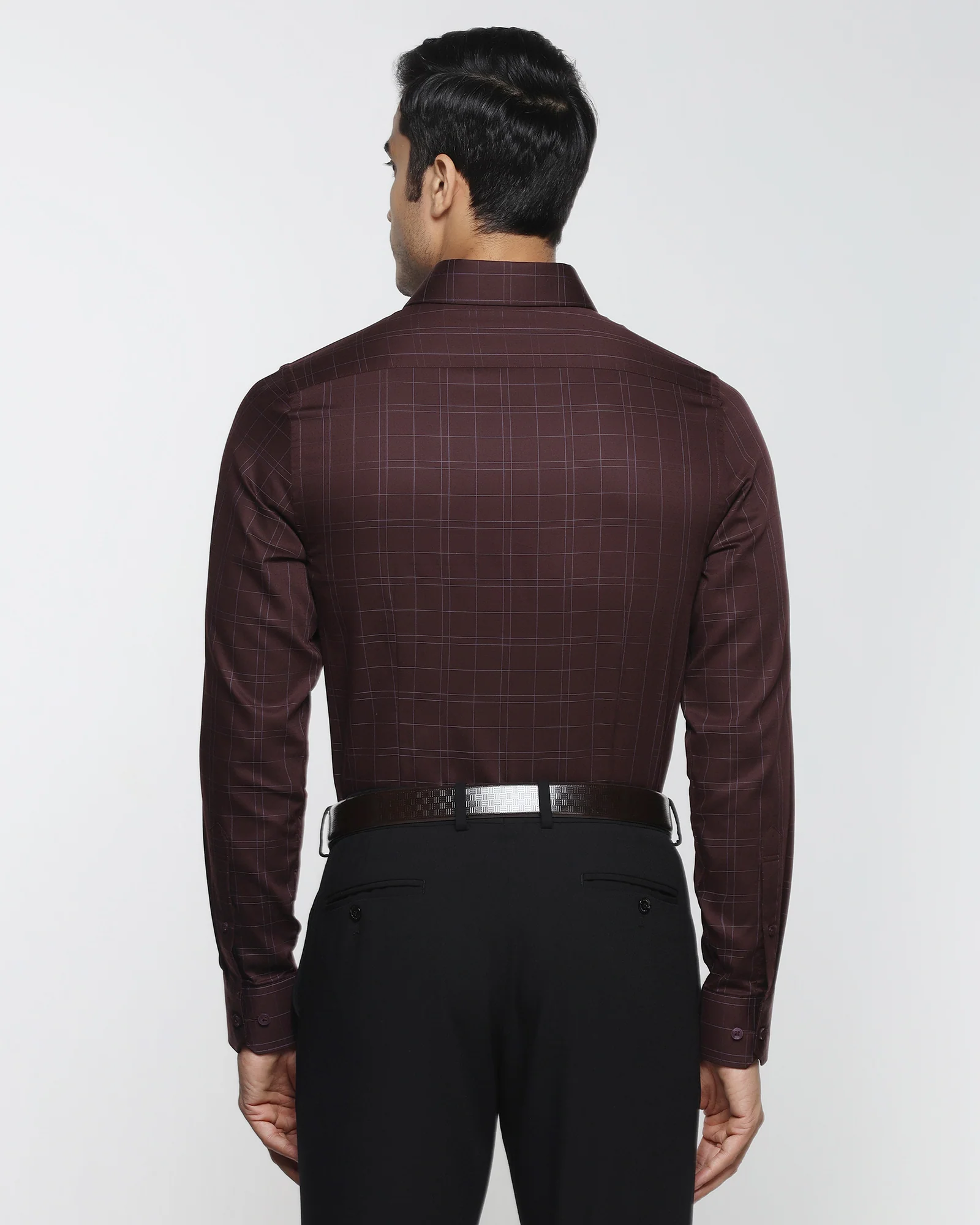 Wine Red Check Shirt - Axton - Image 2