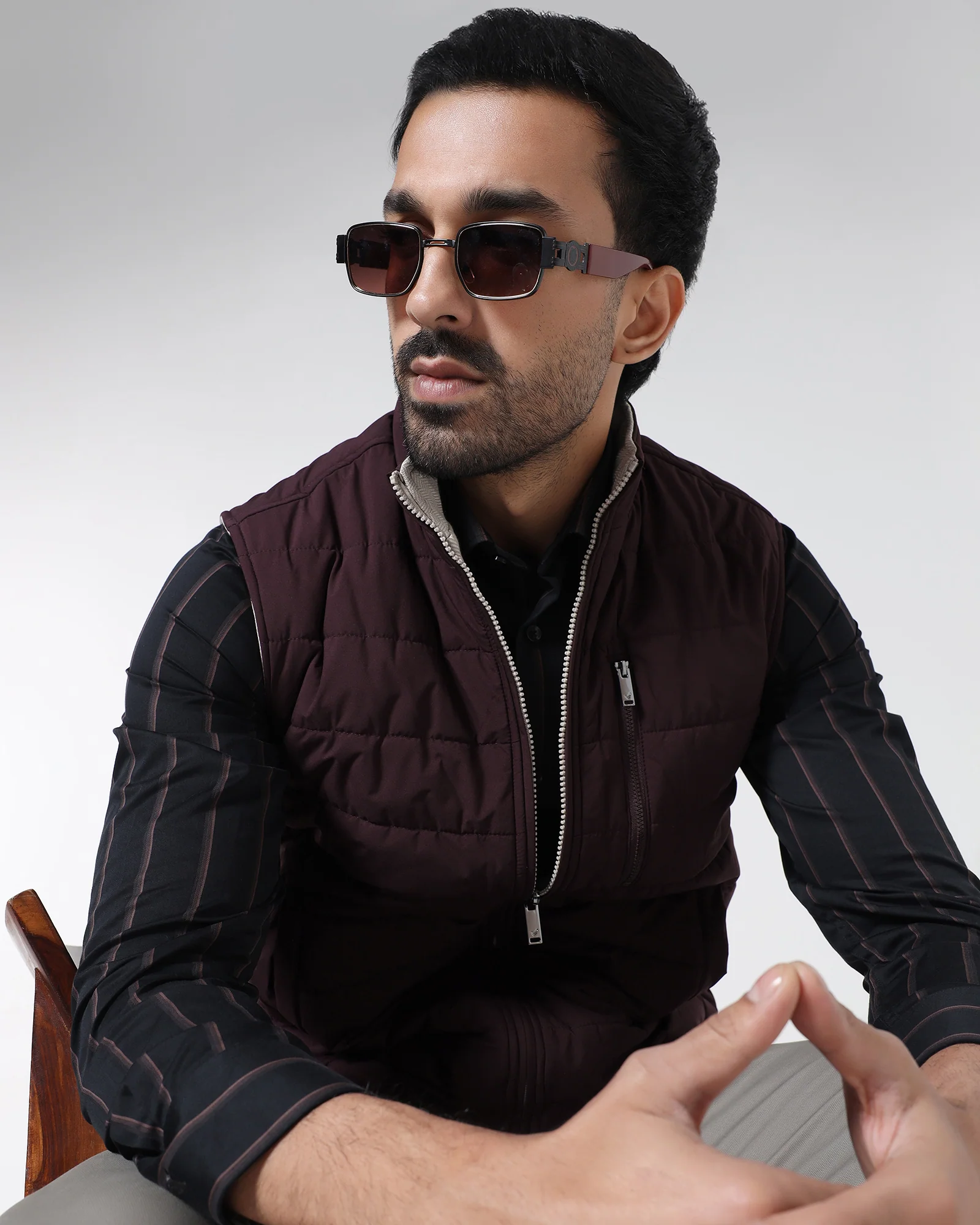 Wine Reversible Solid Zipper Jacket - Zietro - Image 5
